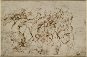 Una battaglia di guerrieri nudi con prigionieri da Raffaello Sanzio Raphael
